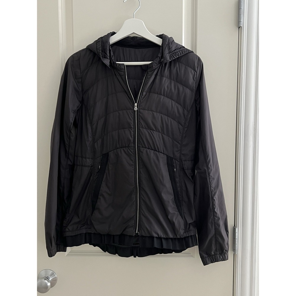 Lululemon Black Puffy Windbreaker Removable Hood Size 8